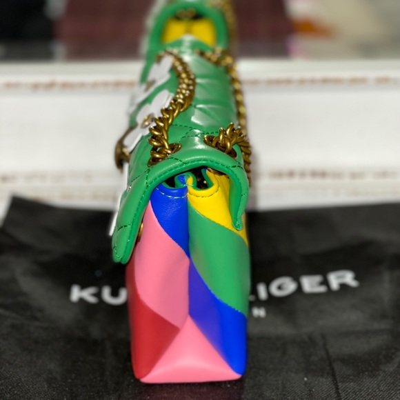 Kurt Geiger London Mini Kensington Leather Floral Rainbow Crossbody Bag - Picture 6 of 10